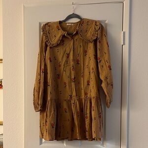 Long Sleeve Floral Dress - Brown